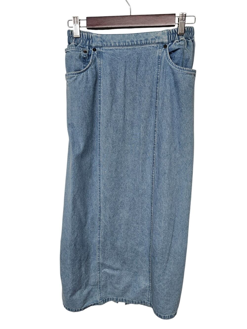 Vintage Midi Denim Skirt Womens Sz Small Boho Hippie Modest